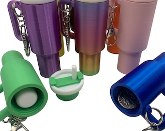 Mini Chapstick Halter, Stanley Schlüsselanhänger, Lippenbalsam Halter, Schlüsselanhänger, Stanley Cup inspiriert Schlüsselanhänger