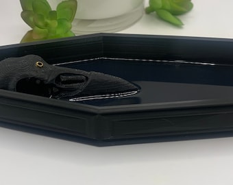 Coffin Incense Burner| Raven Skull Incense Holder | Gothic Decor | 3D Printed | Coffin | Incense Holder
