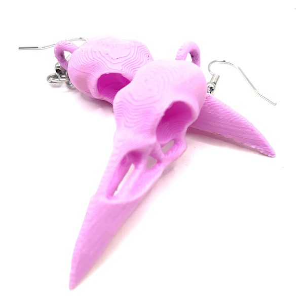 Raven Earrings | 3D Printed | Lightweight | Gothic Earrings | Raven Skull Earrings
