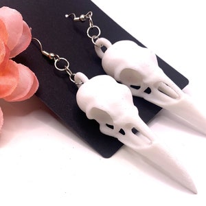 Large Raven Skull Earrings | 3D Printed | Lightweight |  Gothic Over Sized Earrings| Raven Skull | Skull