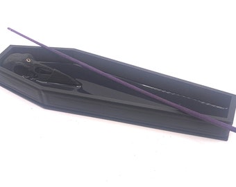 Coffin Incense Burner| Raven Skull Incense Holder | Gothic Decor | 3D Printed | Coffin | Incense Holder