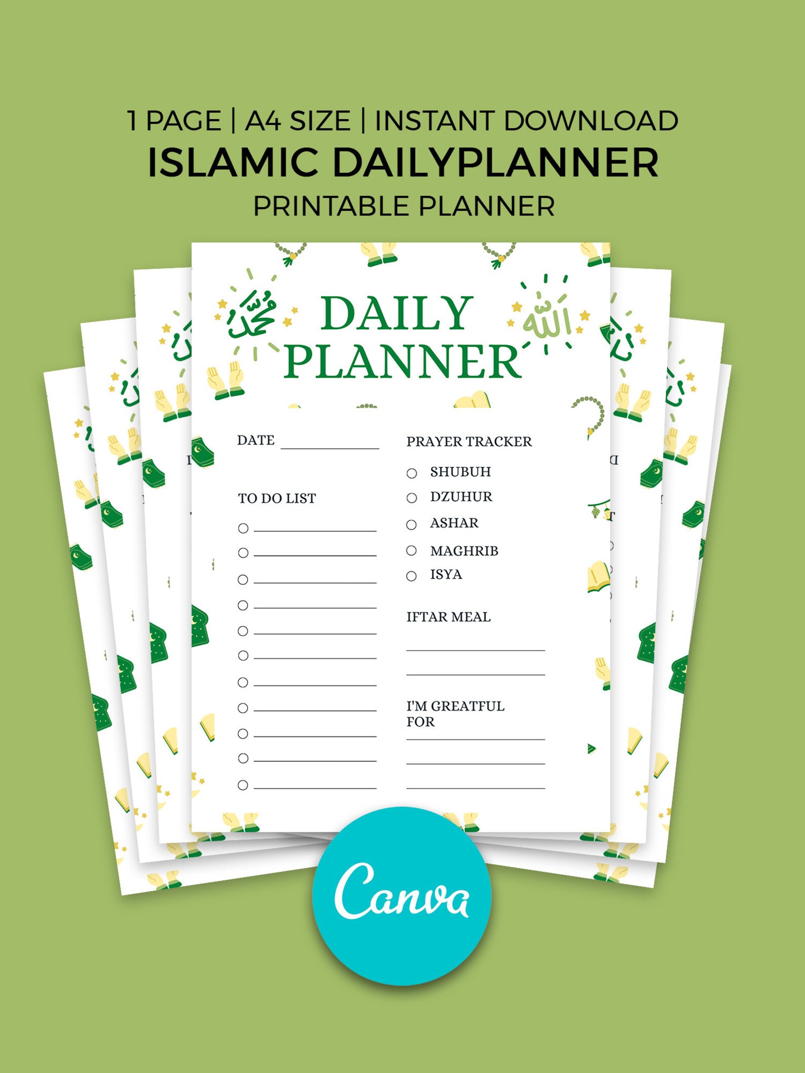 Islamic Daily Planner Printable Islamic Planner Muslim Daily Etsy
