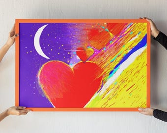 Vibrant Heart Abstract Digital Wall Art - Instant Download Print, Digital Wall Art, Heart Wall Art, Colorful Art Print, Printable Wall Art