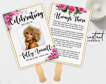 Funeral Program Fan, Funeral Fans Template, Pink Rose Funeral Program Theme, Funeral Program, Obituary Program, instant download
