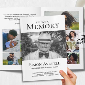 8 Page Funeral Program Template, Editable Funeral Program, Minimalist Simple Theme, Obituary Program, Memorial Programs, instant download