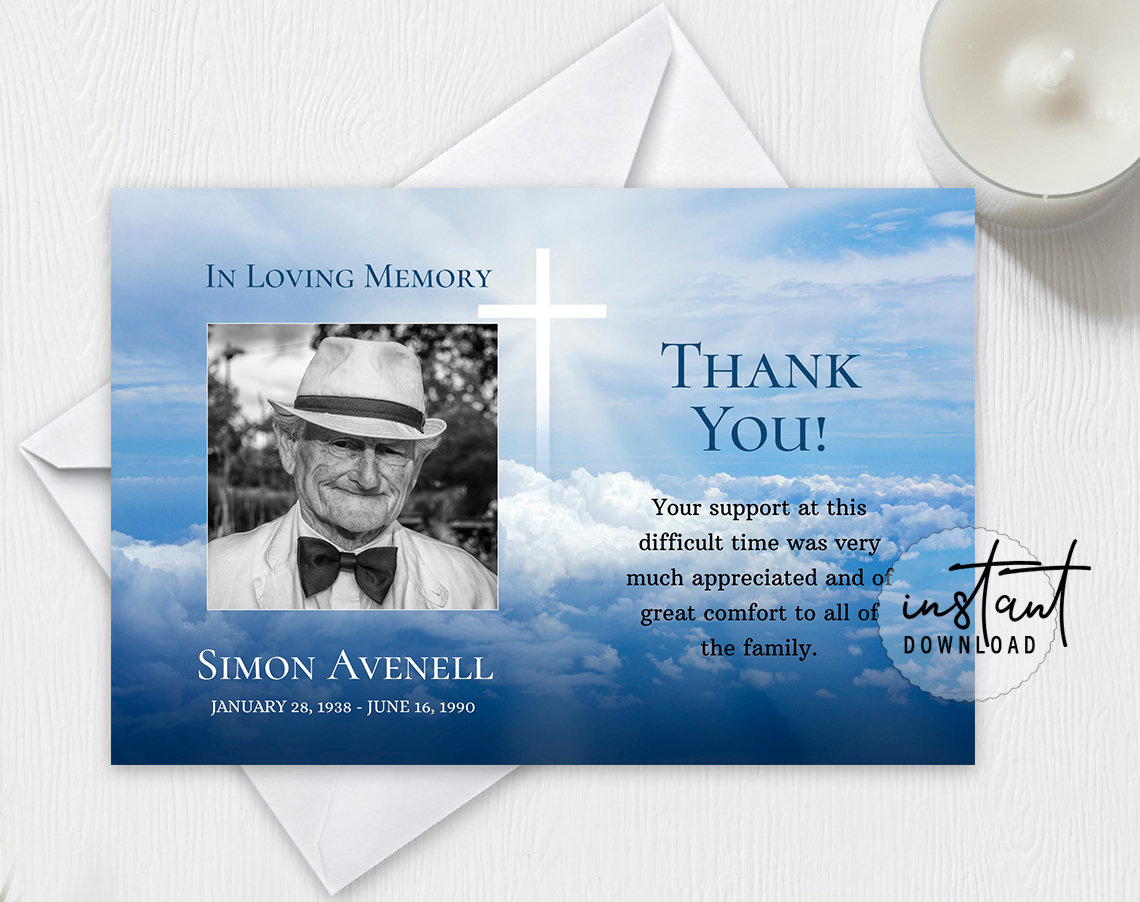Funeral Thank You Cards Memorial Thank You Cards Blue Sky - Etsy