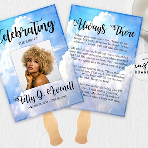 Funeral Program Fan, Funeral Fans Template, Funeral Clouds Theme, Funeral Program, Obituary Program, instant download