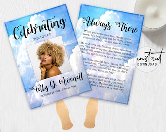 Funeral Program Fan, Funeral Fans Template, Funeral Clouds Theme, Funeral Program, Obituary Program, instant download