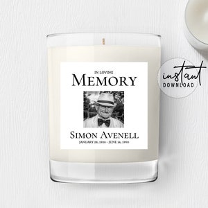 Funeral Candle Labels, Funeral Candle Favors, Minimalist Simple Funeral Theme, Simple Memorial Programs, Obituary Program, instant download