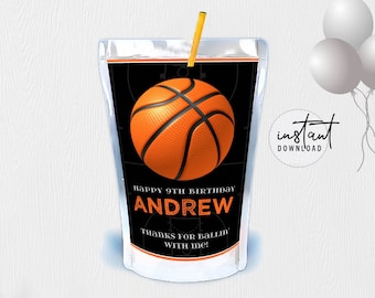 Birthday Capri Sun Label, Basketball Juice Pouch Label, Basketball Birthday Theme, instant download