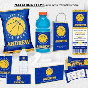 Basketball Ticket Birthday Invitation, Basketball Invitation, Blue ...