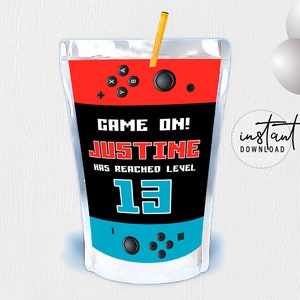 Video Game Birthday Capri Sun Label, Video Game Juice Pouch Label, Video Game Birthday Theme, instant download
