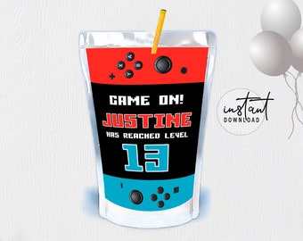 Video Game Birthday Capri Sun Label, Video Game Juice Pouch Label, Video Game Birthday Theme, instant download