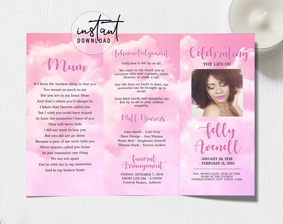 Funeral Bundle Set Funeral Program Template Funeral Program Etsy