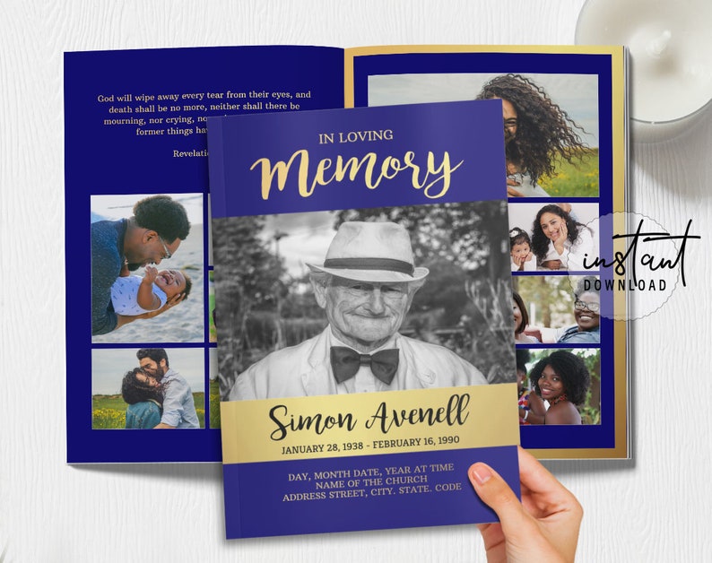 8 Page Funeral Program Template Editable Funeral Program - Etsy