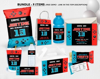 Video Game Birthday Bundle Set, Video Game Birthday Theme, Birthday Party Theme, instant download
