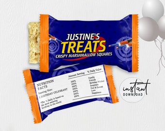 Dart Gun Rice Treat Wrapper, Rice Krispy Treat Template, Dart Gun Birthday Theme, instant download