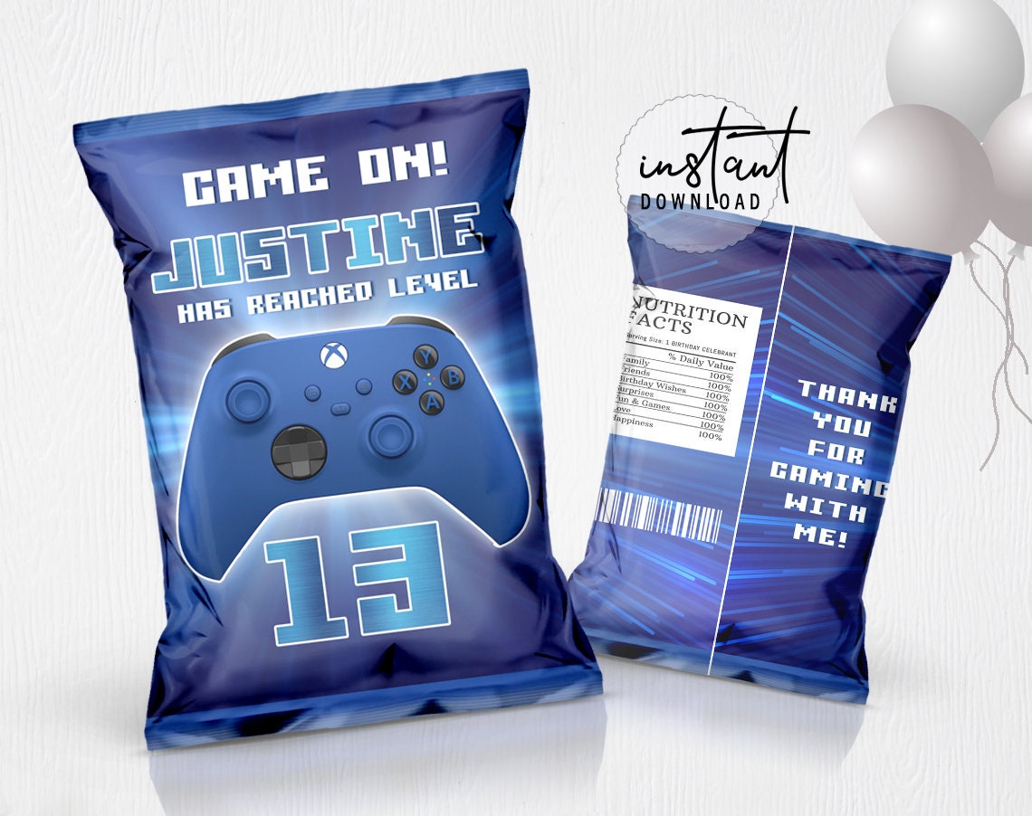 Video Game Chip Bag Label Chip Bags Party Favor Video Game Etsy