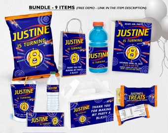 Dart Gun Birthday Bundle Set, Dart Gun Birthday Theme, instant download