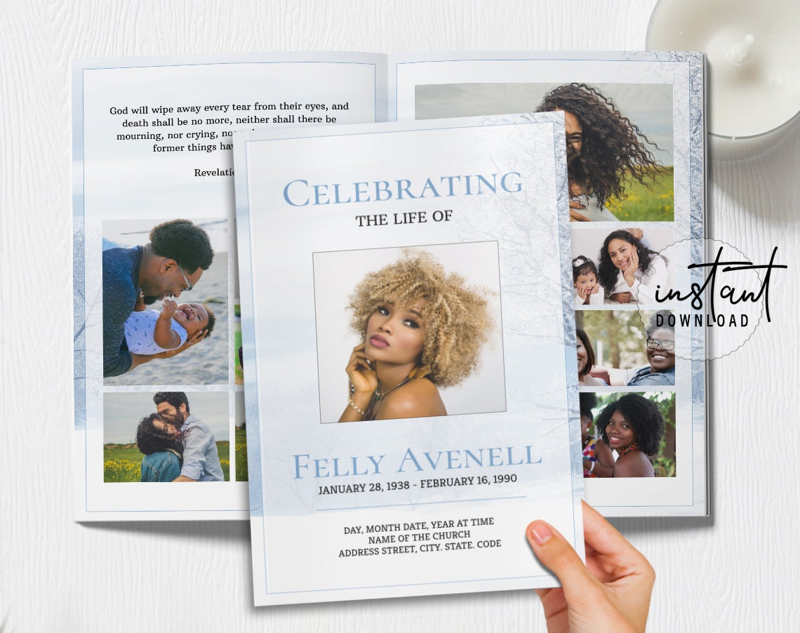 8 Page Funeral Program Template Editable Funeral Program - Etsy
