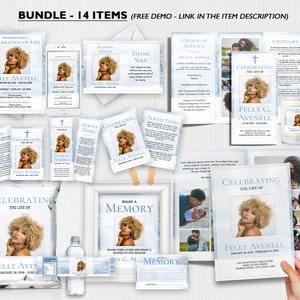 Funeral Bundle Set, Funeral Program Template, Funeral Program, Winter Theme, Obituary Program, instant download