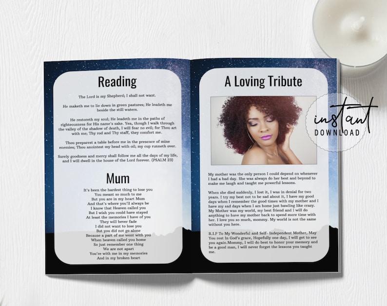 8 Page Funeral Program Template Editable Funeral Program - Etsy