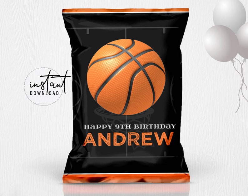 Basketball Chip Bag Label Chip Bags Party Favor Basketball Etsy