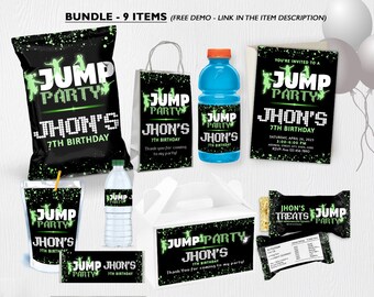 Jump Birthday Bundle Set, Jump Birthday Theme, Editable Birthday Bundle Set Template, instant download