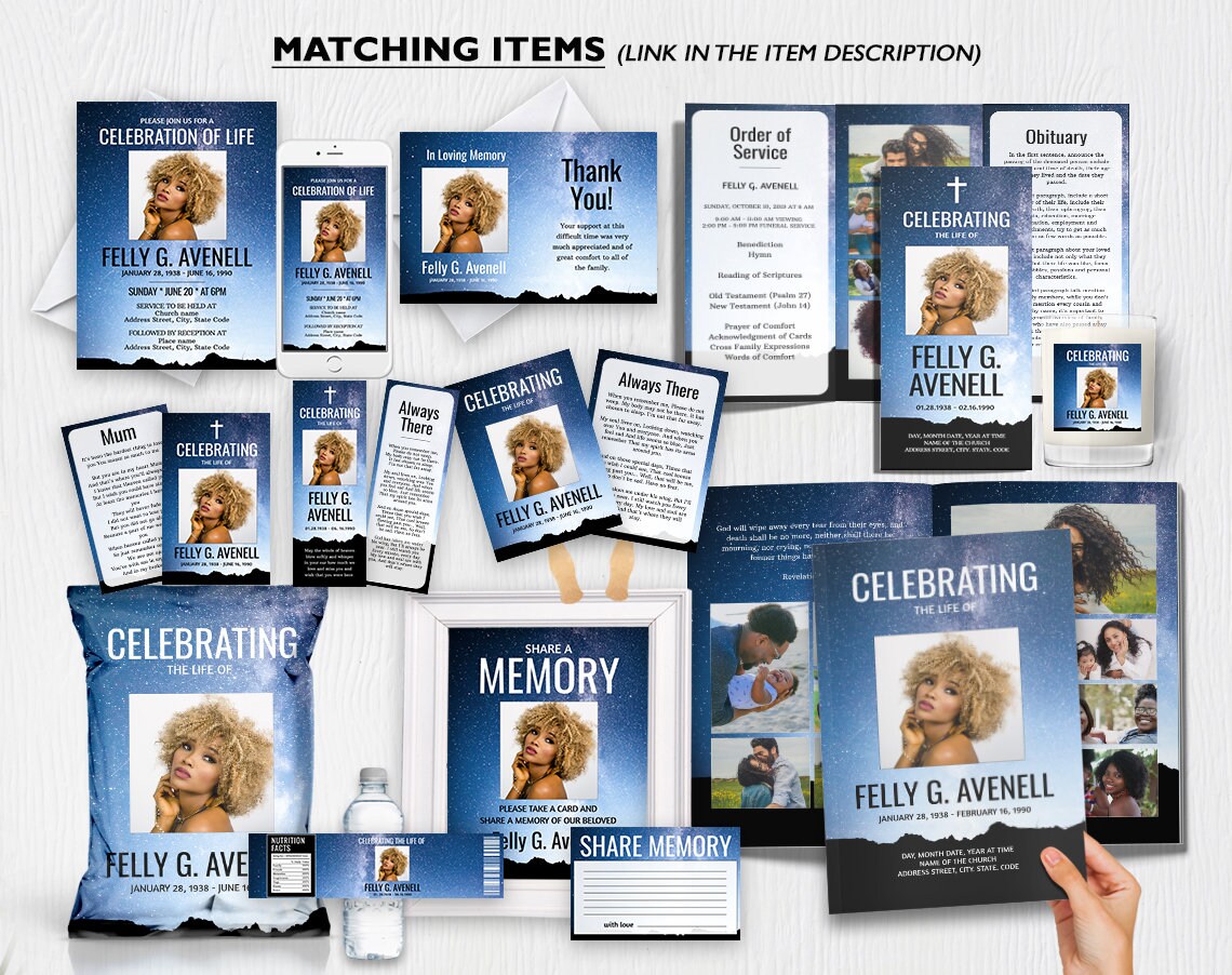 4 Page Funeral Program Template Editable Funeral Program - Etsy