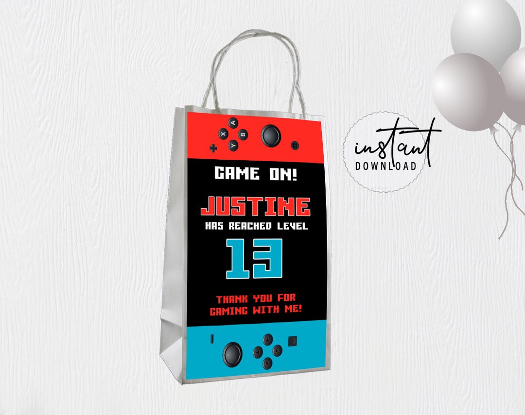 Video Game Gift Bags, Gift Bags Birthday, Gift Bag Favors, Video Game
