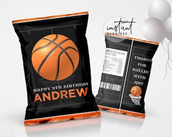 Basketball Chip Bag Label, Chip Bags Party Favor, Basketball Birthday Theme, instant download