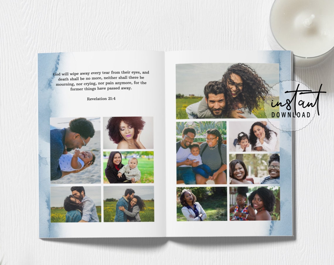 8 Page Funeral Program Template Editable Funeral Program - Etsy