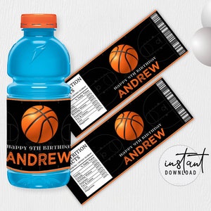 Basketball Gatorade Bottle label, Gatorade Birthday Label, Basketball Birthday Theme, instant download