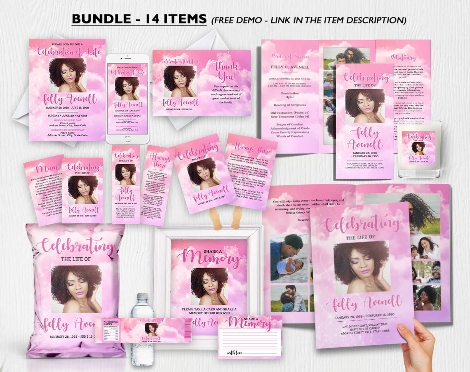 Funeral Bundle Set Funeral Program Template Funeral Program Etsy