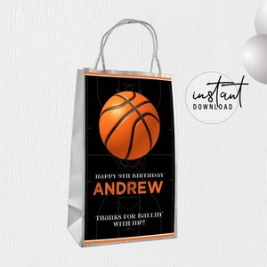 Basketball Gift Bags, Gift Bags Birthday, Gift Bag Favors, Basketball Birthday Theme, instant download