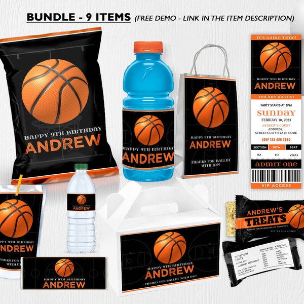 Basketball Birthday Bundle Set, Basketball Birthday Theme, instant download