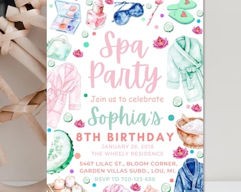 Spa Party Birthday Invitation: Pamper Party Template (PDF Download)