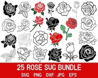 Rose SVG Bundle: Flower Clipart, Vector Cricut (digital Download