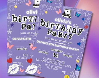 Self Editable Olivia Birthday Invitation | Music Party Invite & Decorations Creative Olivia Birthday Ideas Perfect Birthday Party Invitation