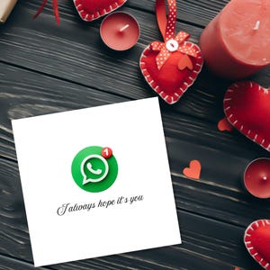 Carte WhatsApp Saint-Valentin - Modèle de carte virtuelle numérique à téléchargement immédiat pour mobile, écran de verrouillage, anniversaire et voeux de la Saint-Valentin
