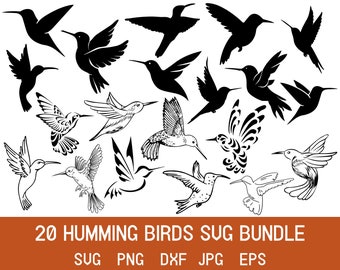 Hummingbird SVG Bundle: Bird Clipart, Cut Files (Digital Download)