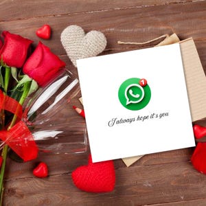Carte WhatsApp imprimable pour la Saint-Valentin - Modèle de carte électronique numérique à téléchargement immédiat pour mobile, écran de verrouillage, voeux d'anniversaire de la Saint-Valentin