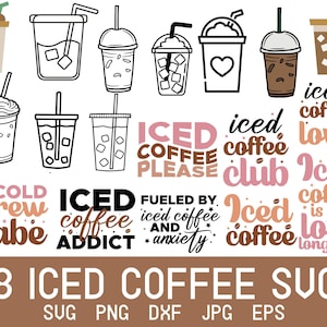 Café helado svg, taza de café svg, vaso de café helado, cafetería svg, tendencia svg, café de moda svg, sudadera de café, café helado png