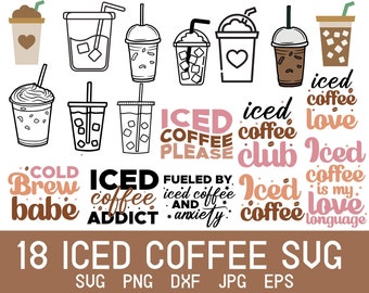 Iced Coffee Svg, Coffee Cup Svg, Ice Coffee Glass, Coffee Bar Svg, Trending Svg, Trendy Coffee Svg, Coffee Sweatshirt, Iced Coffee Png