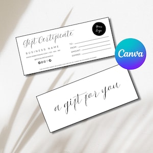 Plantilla de certificado de regalo editable / Vale de regalo y tarjeta de regalo imprimibles / Plantilla digital personalizable / Descarga digital para pequeñas empresas