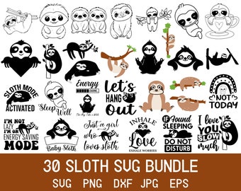 Sloth SVG Bundle, Cricut Cut Files (Digital Download)