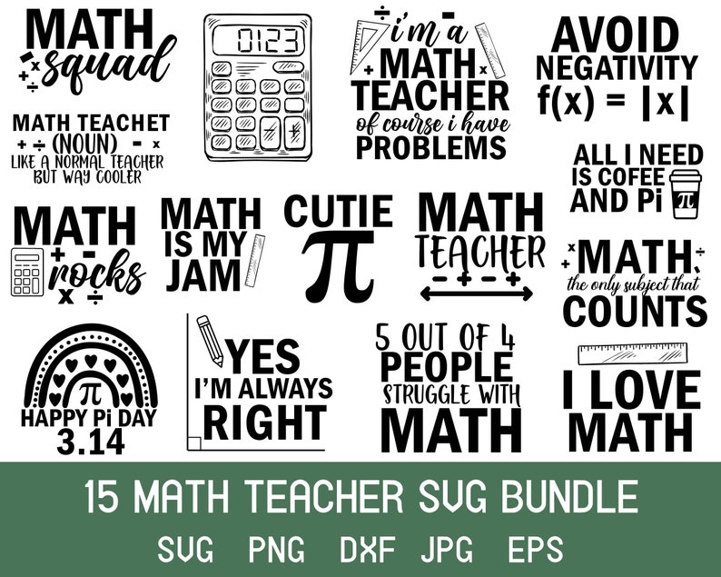 Math Teacher SVG Bundle: Cricut Cut Files (digital Download) - Etsy