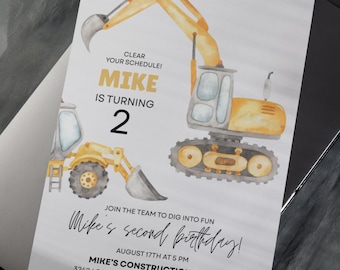 Editable Construction Truck Birthday Invitation: Digger Party (Digital Download)
