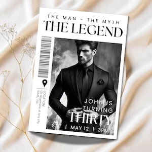 The Man The Myth The Legend Party Invitation for Him | Editable Template 40th 50th 60th 70th Milestone Celebration Invite Instant Download