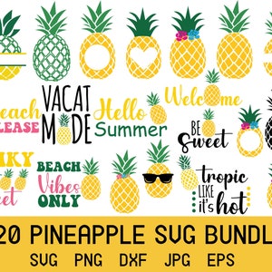Pineapple SVG, Pineapple Bundle Svg Files, Pineapple Monogram Frame, Pineapple Clip Art, Tropical Fruit Cricut Design, Silhouette, Svg Files
